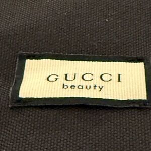 Gucci Beauty Makeup Pouch Pochette Clutch Cosmetic Toiletry Bag Black Zip